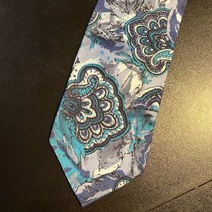 Valentino Pietro silk necktie made in Italy teal & grey